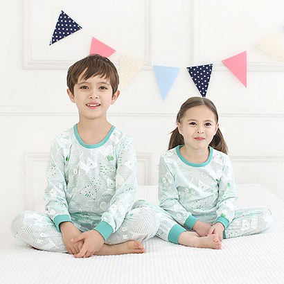 보누맘 아동용 초록냥이 9부 쟈가드 상하내의세트
