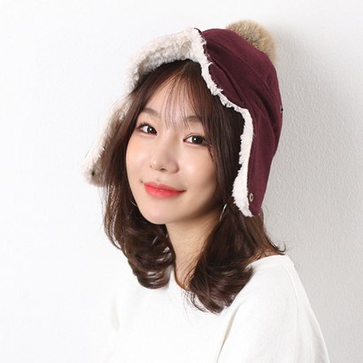 아이엠캡 버튼 양털 누빔 귀달이