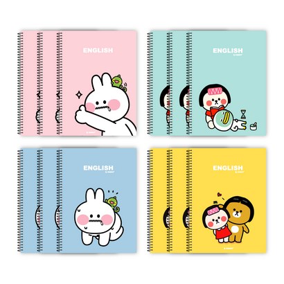 더오픈하우스 B패밀리 좌철영어노트 핑크 민트 블루 옐로우