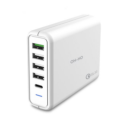 오 초고속 75W USB 5포트 C타입 D 퀵차지 멀티충전기 ZX-5U05T