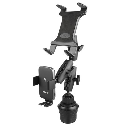 ARKON 무선N오토 로버스트 차량용 컵홀더 태블릿 앤 무선충전 핸드폰 거치대 AWCTR323
