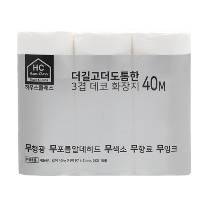 하우스클래스 더길고 더도톰한 3겹 데코 두루마리 화장지