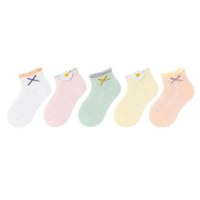 뿜뿜삭스 여아용 도트 리본 플라워 메쉬 중목 양말 5종 B19