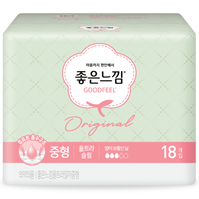 좋은느낌 오리지널 울트라슬림 중형 생리대 일자형