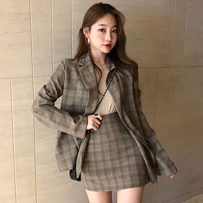 포플러앤씨 홀튼 체크 투피스세트
