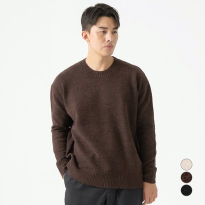 캐럿 남성용 도톰 오버핏 라운드넥 니트 스웨터