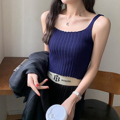 유니제이 여성용 유즈비 골지 슬림 니트 나시티