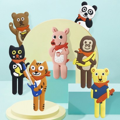 숲속의 동물들 구부러지는 벽걸이 후크 7종