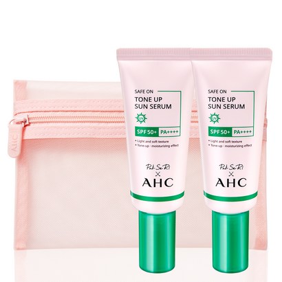 AHC 세이프온 톤업 선 세럼 메쉬 파우치 핑크 리뷰후기