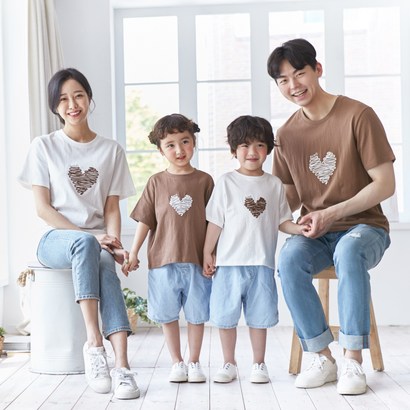국내생산 초콜릿하트 반팔 패밀리 21B04/ 패밀리룩 가족사진의상 리뷰후기