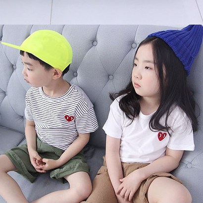 소년마켓 하트 면 반팔티 까지-엄마 아빠-