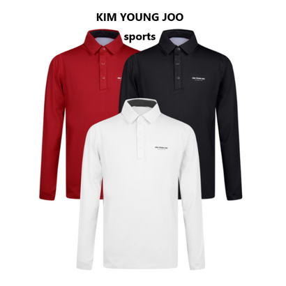 김영주스포츠 남성 포인트 카라 기모 골프 티셔츠 T6055