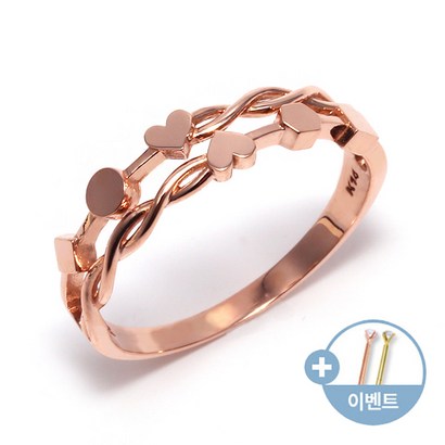 14K 하트 두줄링 심플 반지