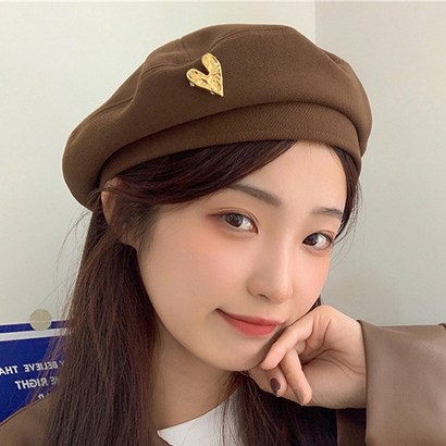 엔써핏 울 하트 스터드 베레모 빵모자