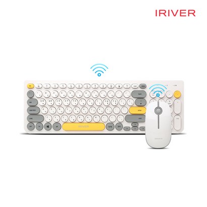 IRIVER 아이리버 EQwear-Q75 레트로 디자인 오피스 사무용 컴퓨터 무선 키보드마우스세트 네이비 화이트 핑크