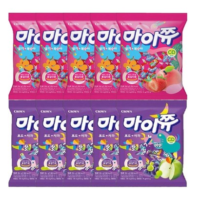 크라운 마이쮸 대용량 포도사과 5봉딸기복숭아 5개 한박스