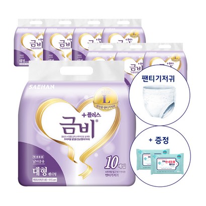 금비 팬티 기저귀 남녀공용 대형 언더웨어 성인기저귀 80매 손세정물티슈 증정
