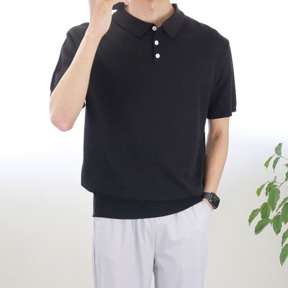 로코비전 매드 단추 카라 반팔 니트 오버핏 여름 남자 티셔츠 리뷰후기