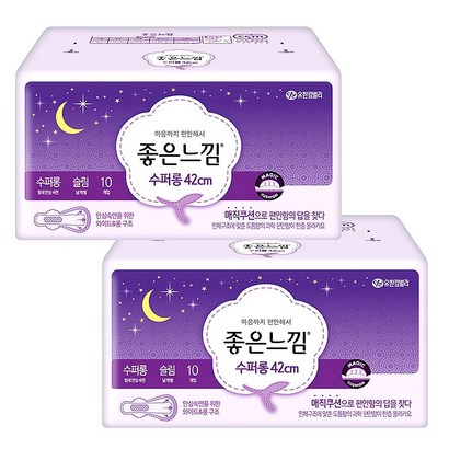 좋은느낌 수퍼롱 슬림 오버나이트 생리대 날개형