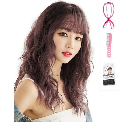 가발위드 긴머리 웨이브 히피펌 탑텐 통가발1개 가발걸이1개가발전용빗1개가발망1개상품