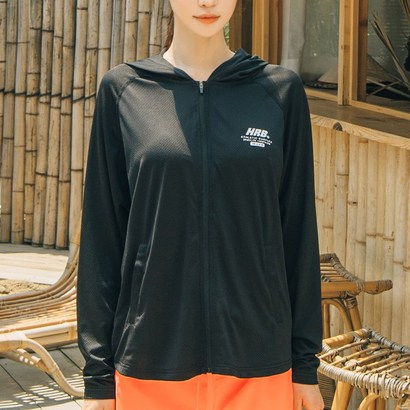 헤링본 여성 메쉬 래쉬가드 후드집업 루즈핏 수영복 비치웨어 상의 스포츠 물놀이 RE332W