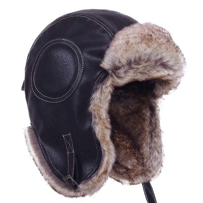 IQUO Soviet Ushanka Bober 겨울 방한 귀달이 Russian 트래퍼 햇 파일럿 항공 모자 Back eather