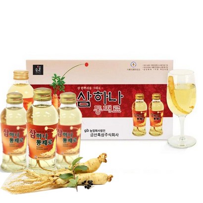 삼하나 통째로 인삼 드링크 뿌리 체식 10병 건강음료