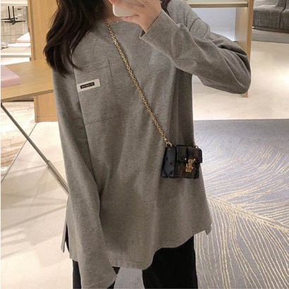 주디앤 여성용 빅포켓 오버핏 긴팔 티셔츠