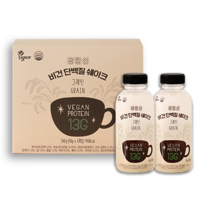 광합성 비건 단백질 쉐이크 그레인 6병 선물세트