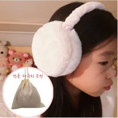 유니린 접이식 마카롱 귀도리 밍크털 귀마개 아동 성인 조절가능