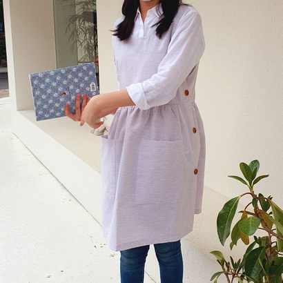 방가지똥 아니카 연라벤더 린넨 앞치마