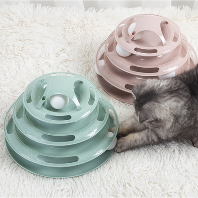 냥이마트 고양이 지능개발 장난감 UFO 토이볼타워 셀프 공놀이
