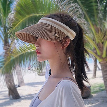 보슈 여성 여자 썬캡 자외선차단모자 선캡 라피아 여름모자 2-5
