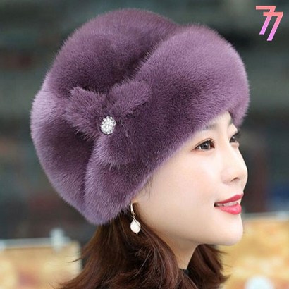 77우먼스 여성 리지햇 모자 털모자 방한모자 빵모자 겨울모자 예쁜털모자