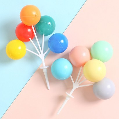 씨앤초이스 풍선 케이크픽 10세트 레인보우 파스텔 생일 기념일 케이크토퍼 홈 데코 파티용품