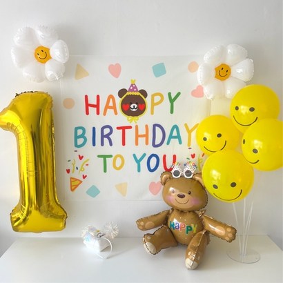 하피블리 곰돌이 숫자풍선 생일가랜드