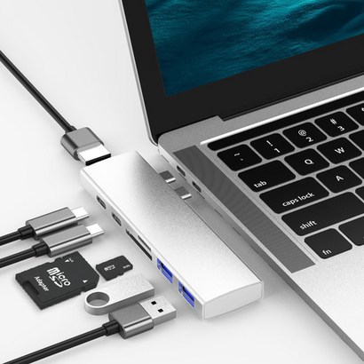 베이식스 7 in 1 USB C타입 올인원 알루미늄 맥북프로 멀티허브 미러링 덱스