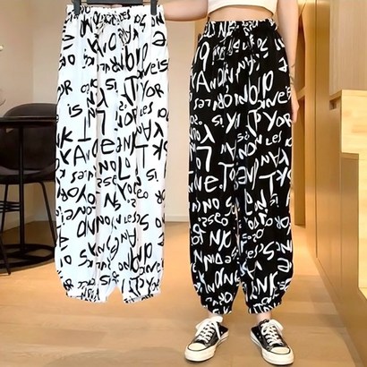 투비 알파벳 레터링 패턴 밴딩 조거 팬츠