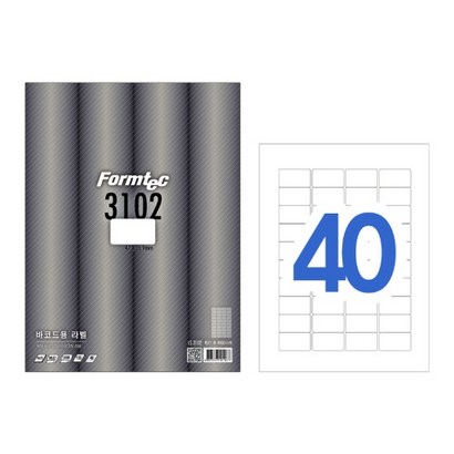 한국폼텍 S-3102 바코드용 라벨지 40칸 100매 S3102
