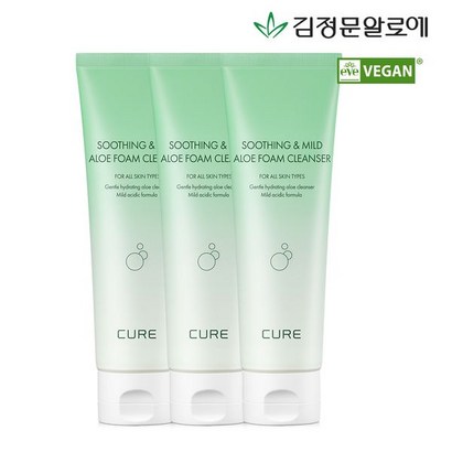 김정문알로에 큐어 마일드 알로에 폼 클렌져 3개
