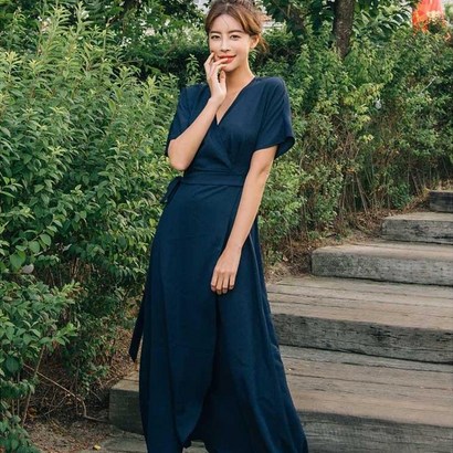 헤링본 여름 롱 비치원피스 쉬폰 반팔 랩 데일리 휴양지 빅사이즈 바캉스룩 HC412 리뷰후기