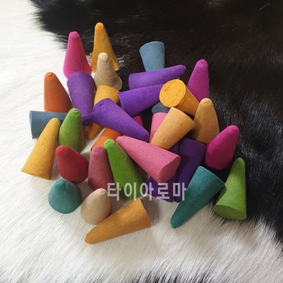 타이아로마 아로마향 64종의 인센스 콘향 300개 사각향받침1개