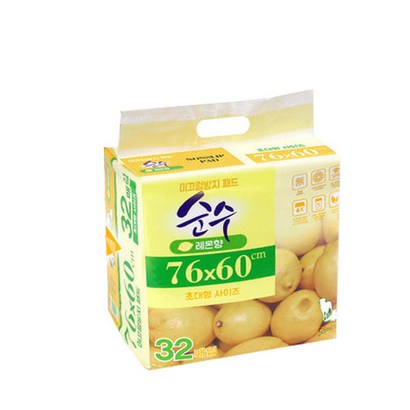 순수 넌슬립 초대형 강아지 배변 패드 레몬향 32매