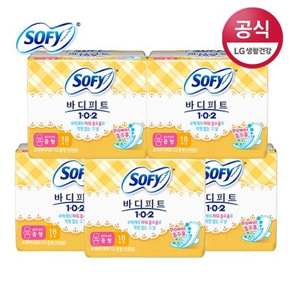 쏘피 바디피트 102 중형 날개형 생리대