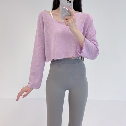 로라벨 랜드 니트 필라테스복 요가복 커버업