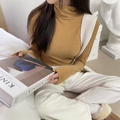쉐얼유 여성 웜 히트텍 폴라 티셔츠