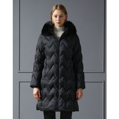 22FW 블랙 폭스퍼 구스다운 점퍼 DNJU2D854BK