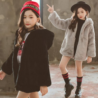 베비포 여아용 부엉이 자수 후드 양털 코트 O77