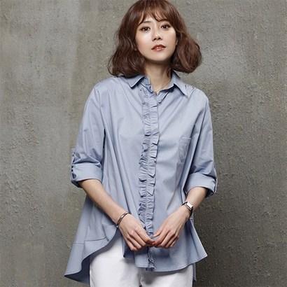 하루메이비 564 프릴 업 코튼셔츠