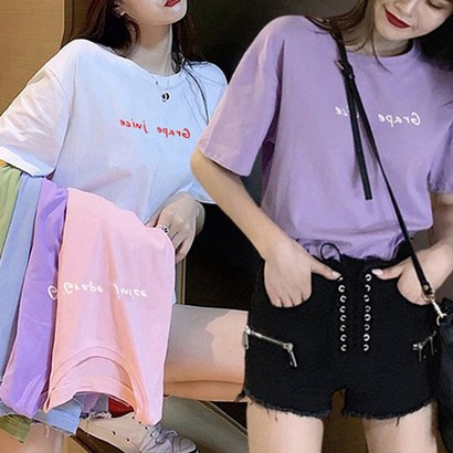 주디앤 여성 주스 비비드 루즈핏 여름 반팔 티셔츠